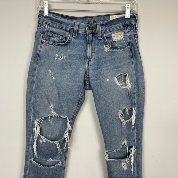 Rag & Bone New York Boyfriend Distressed Beckers Blue Denim Jeans Slouchy Y2K 23 - Picture 7 of 16